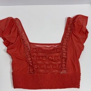 Forever 21 | Lace Smocked Milk Maid Cropped Blouse